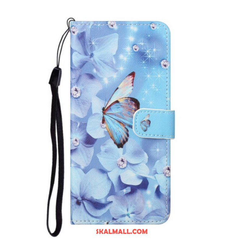 Fodral Samsung Galaxy S21 5G Med Kedjar Strappy Diamond Butterflies