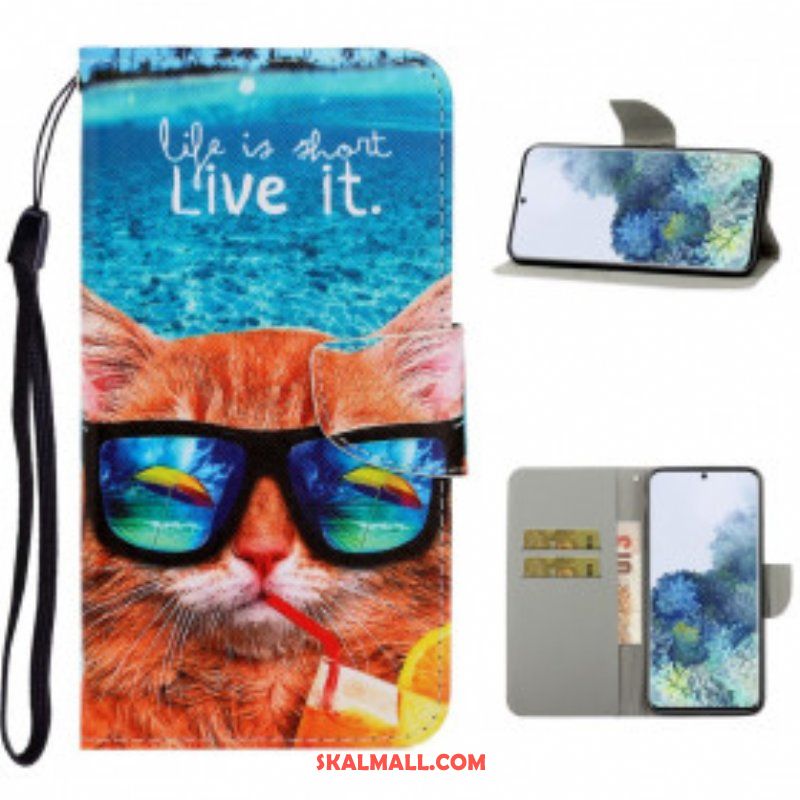 Fodral Samsung Galaxy S21 Ultra 5G Med Kedjar Cat Live It Strappy