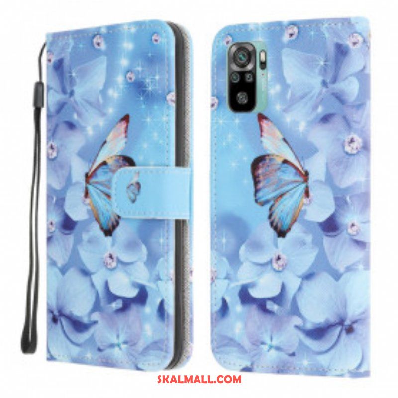 Fodral Xiaomi Redmi Note 10 / 10S Med Kedjar Strappy Diamond Butterflies