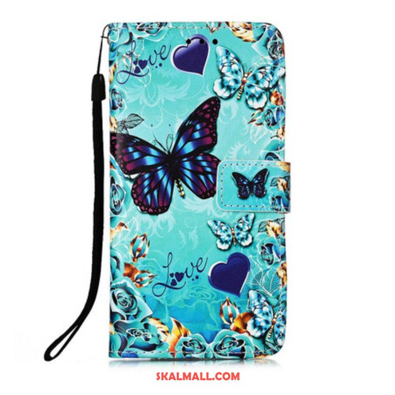 Fodral iPhone 13 Pro Med Kedjar Älskar Fjärilar Strappy