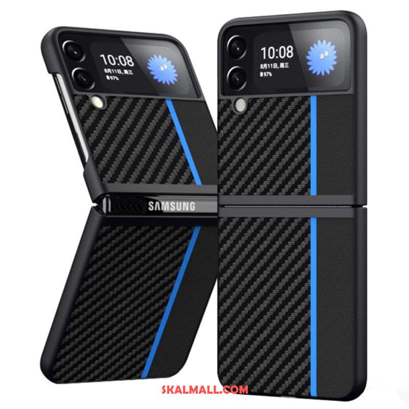 Folio-fodral Mobilskal Samsung Galaxy Z Flip 4 Läderfodral Kolfiberlinje