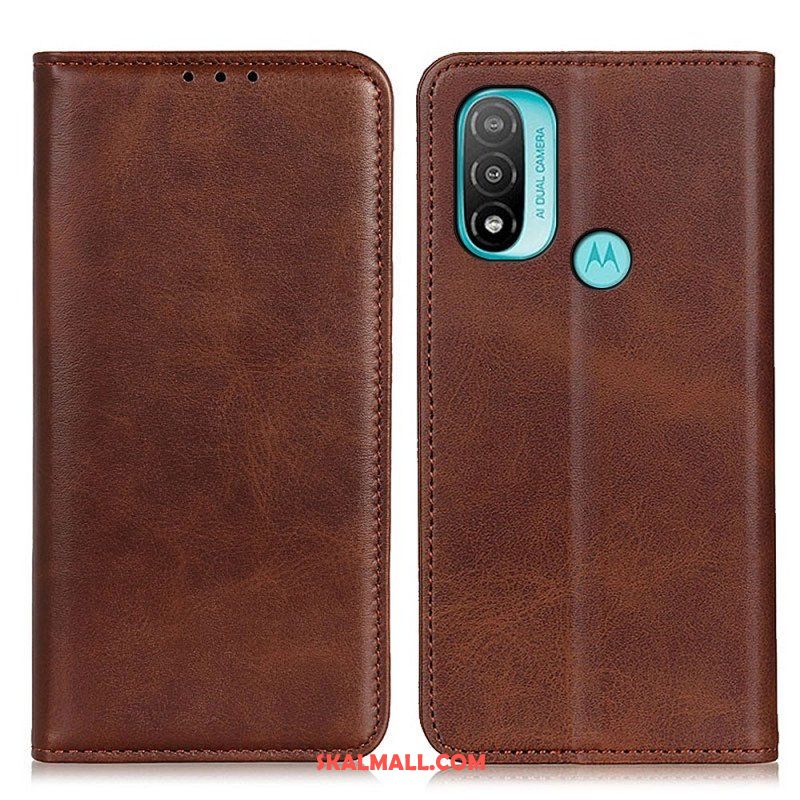 Folio-fodral Moto E40 / E30 / E20 Läderfodral Elegance Split Läder