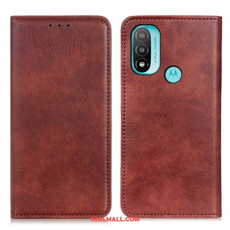 Folio-fodral Moto E40 / E30 / E20 Läderfodral Texturerat Delat Läder