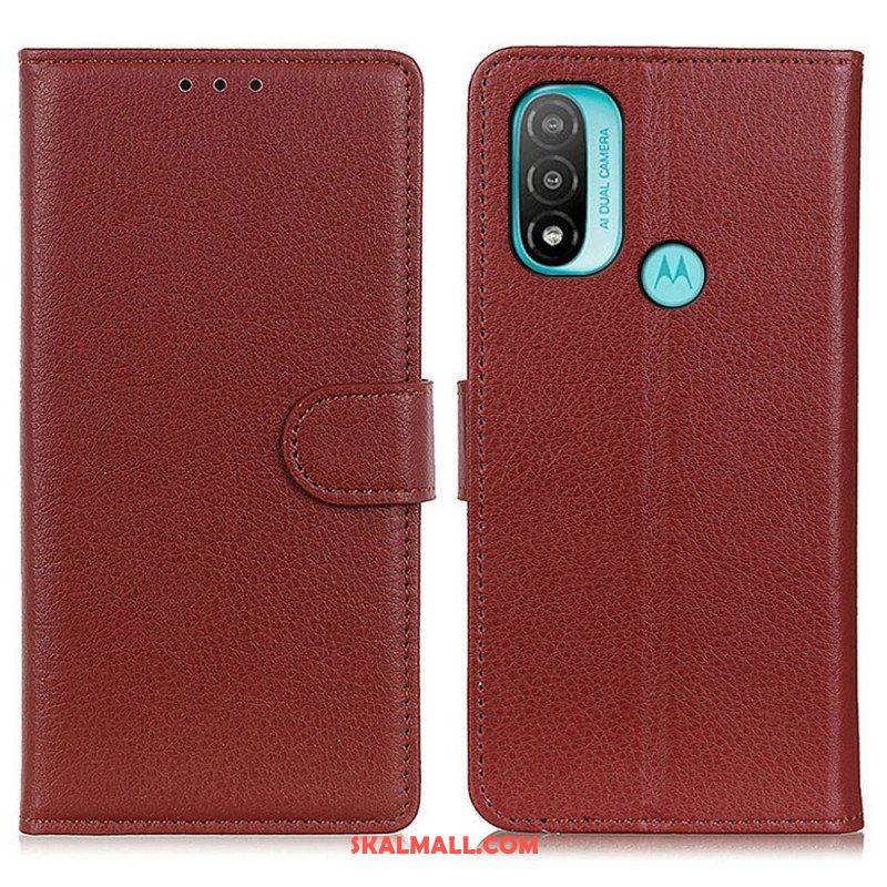 Folio-fodral Moto E40 / E30 / E20 Traditionellt Litchi