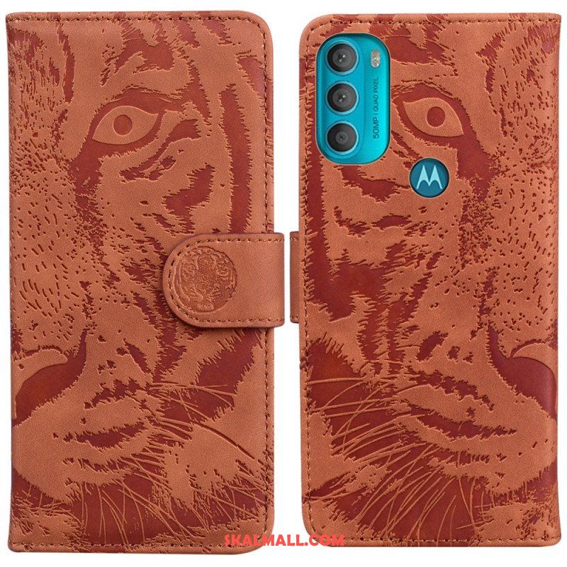 Folio-fodral Moto G71 5G Tiger Face Print