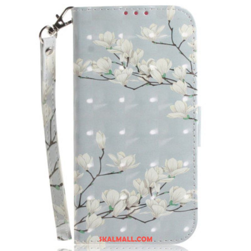 Folio-fodral OnePlus Nord 2T 5G Med Kedjar Strappy Magnolia Blommor