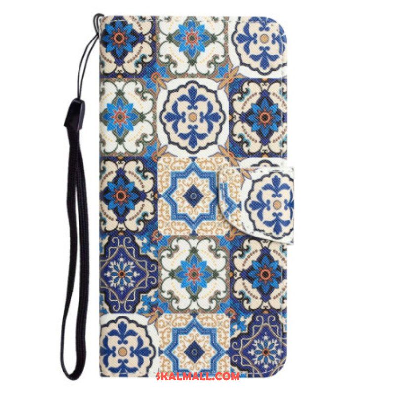 Folio-fodral Samsung Galaxy A14 / A14 5G Med Kedjar Strappy Patchwork