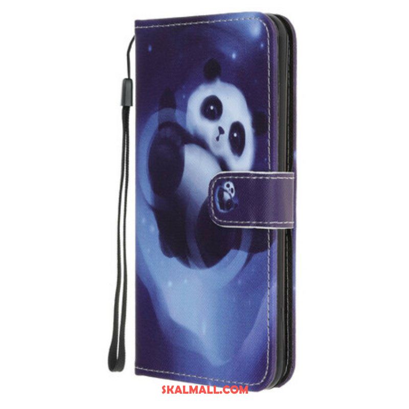 Folio-fodral Samsung Galaxy A52 4G / A52 5G / A52s 5G Med Kedjar Panda Space Med Lanyard