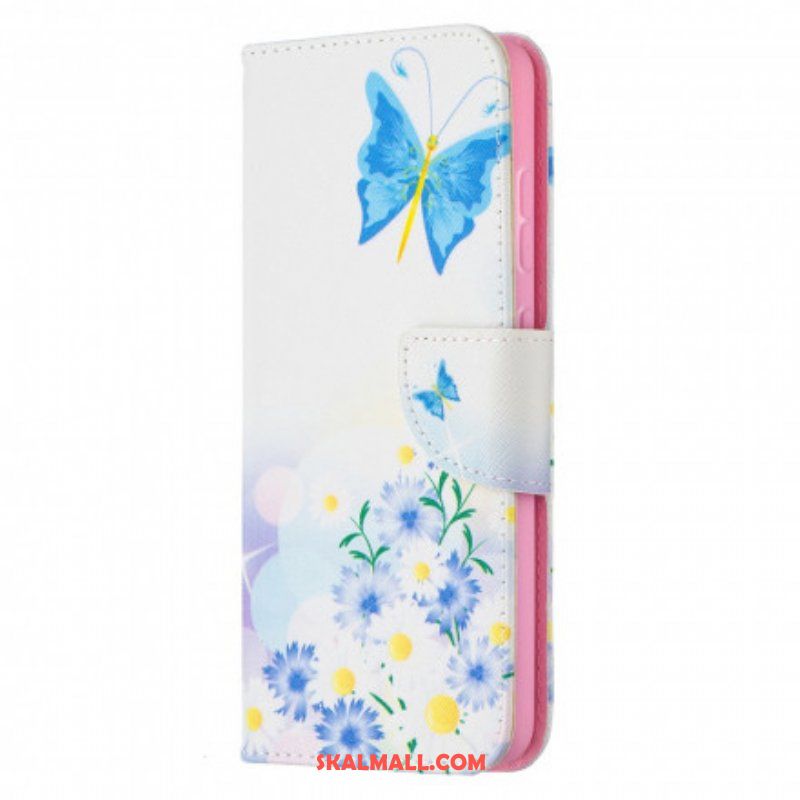Folio-fodral Samsung Galaxy A52 4G / A52 5G / A52s 5G Målade Fjärilar Och Blommor