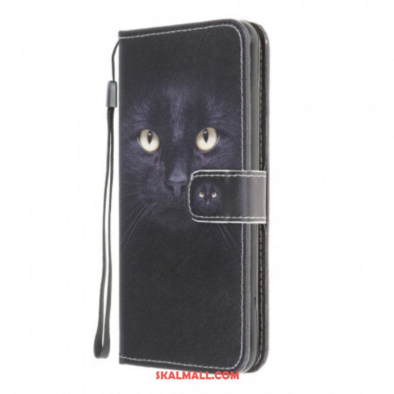 Folio-fodral Samsung Galaxy M32 Med Kedjar Strappy Black Cat Eyes