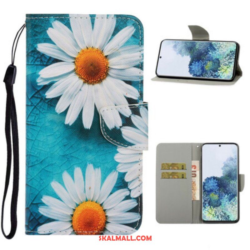 Folio-fodral Samsung Galaxy S21 5G Med Kedjar Thong Daisies