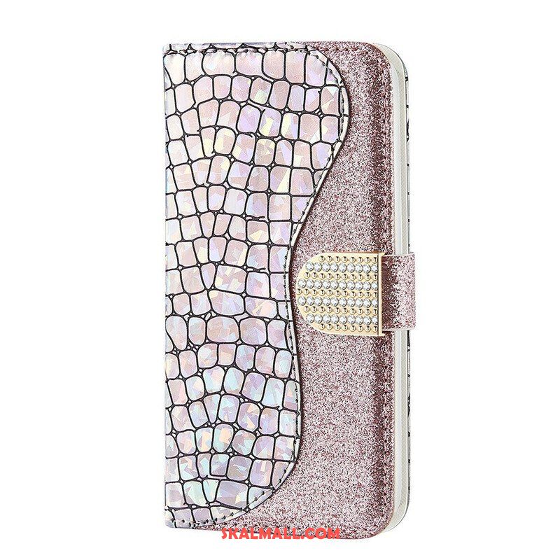 Folio-fodral Samsung Galaxy S21 FE Krokodil Diamanter