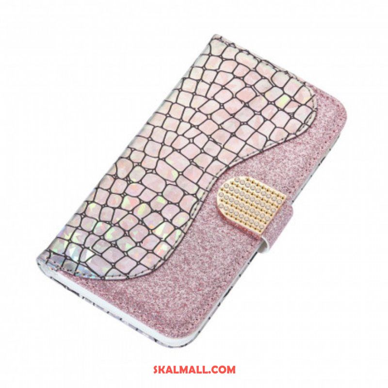 Folio-fodral Samsung Galaxy S21 Ultra 5G Krokodil Diamanter