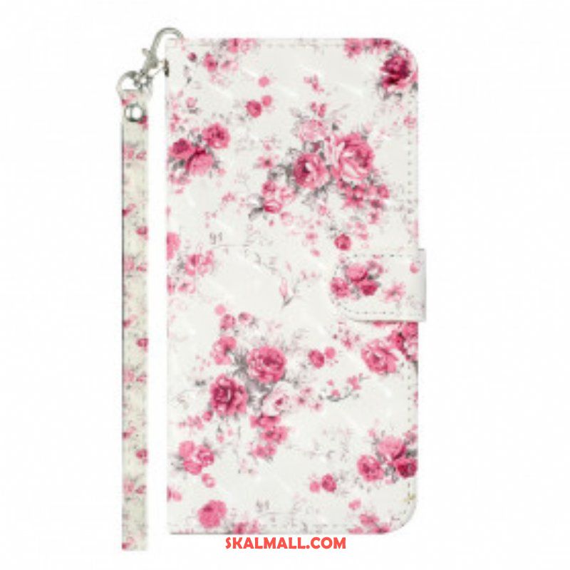 Folio-fodral Samsung Galaxy S21 Ultra 5G Med Kedjar Strap Light Spot Flowers