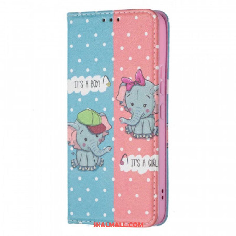 Folio-fodral Samsung Galaxy S22 5G Läderfodral Baby Elefanter