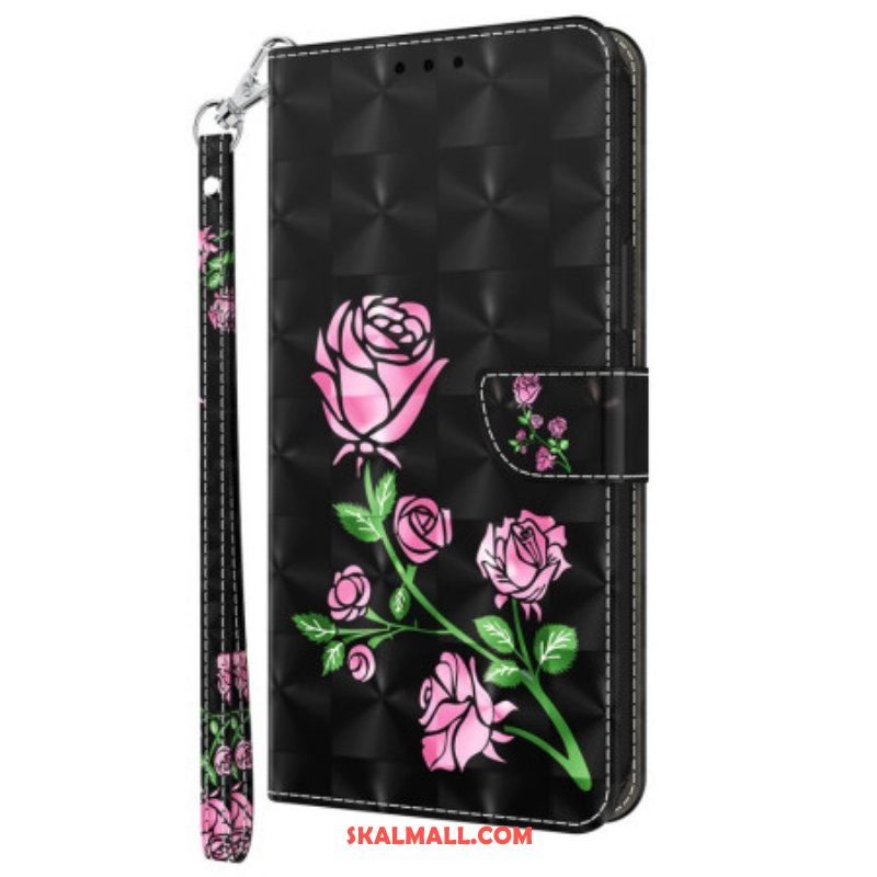 Folio-fodral Samsung Galaxy S23 5G Med Kedjar Strappy Graphic Rose