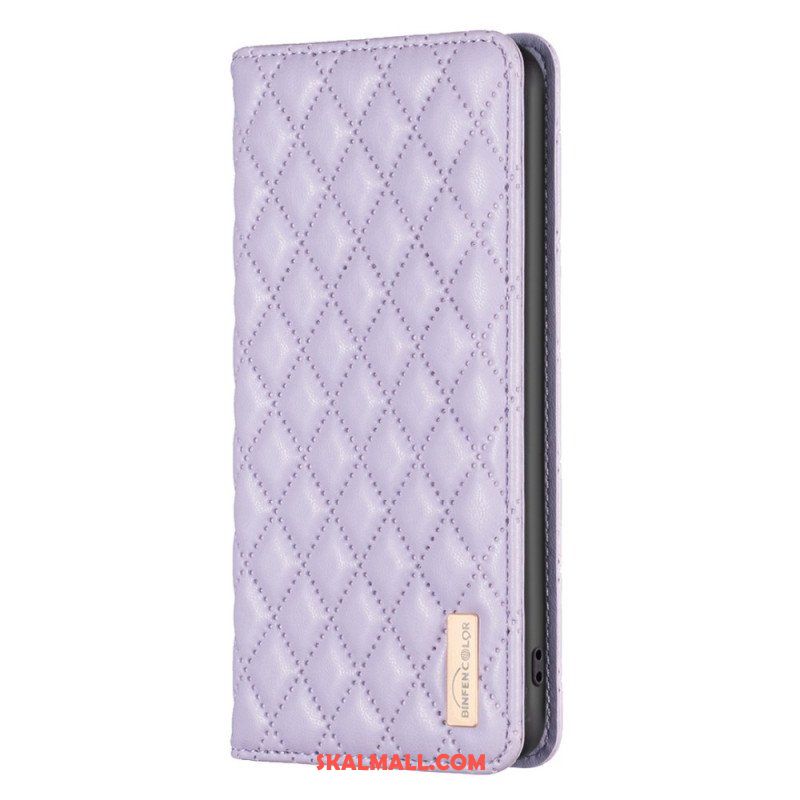 Folio-fodral Samsung Galaxy S23 Ultra 5G Läderfodral Quiltad Binfen Färg