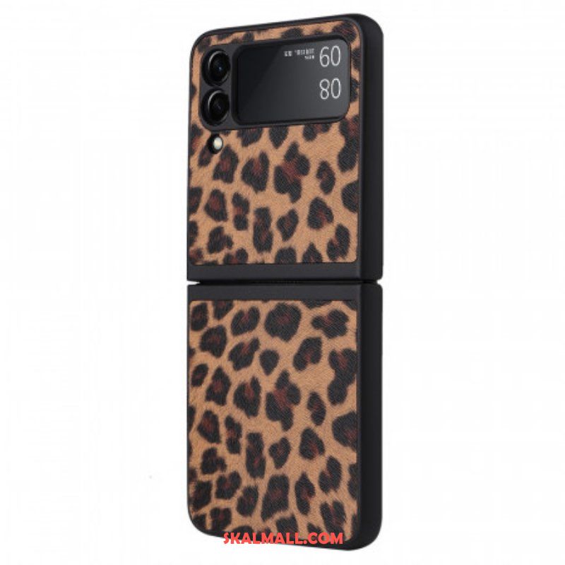 Folio-fodral Skal Samsung Galaxy Z Flip 3 5G Läderfodral Leopard