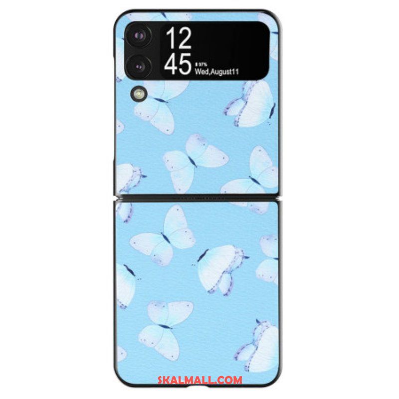 Folio-fodral Skal Samsung Galaxy Z Flip 4 Läderfodral Fjärilar I Konstläder