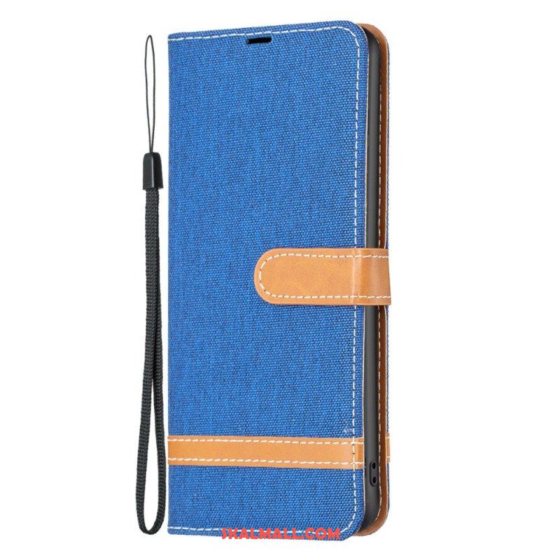Folio-fodral Xiaomi Redmi Note 12 Pro Med Kedjar Rem I Tyg Och Lädereffekt