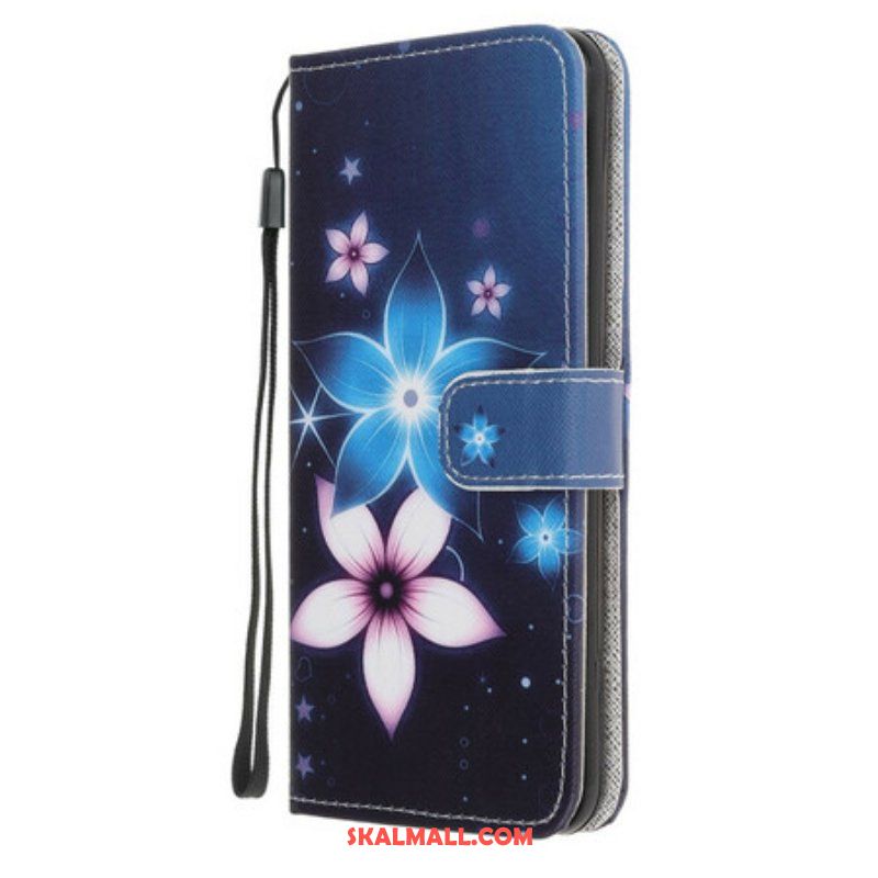 Folio-fodral iPhone 13 Mini Med Kedjar Lunar Strap Blommor