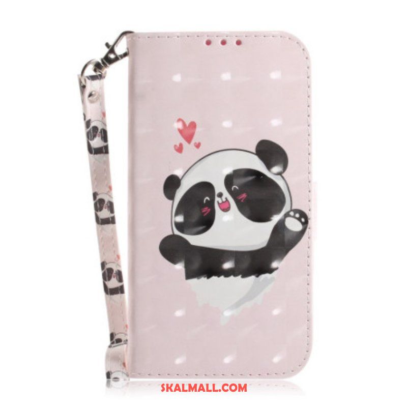 Folio-fodral iPhone 14 Plus Med Kedjar Strappy Panda