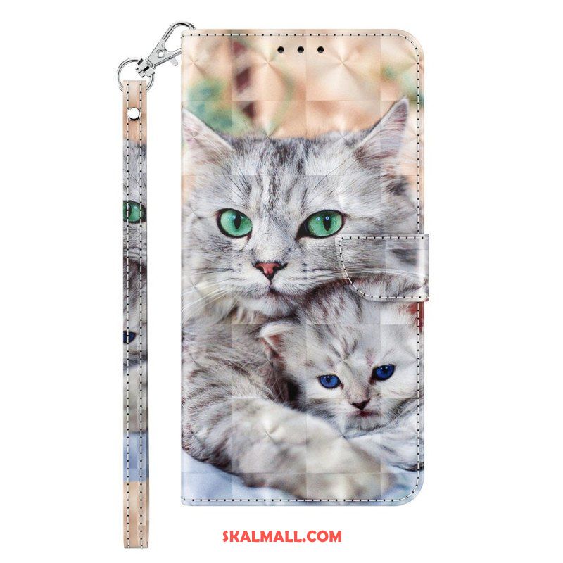 Folio-fodral iPhone 14 Pro Med Kedjar Endast Thong Cats