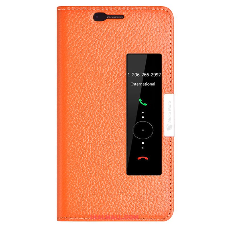 Huawei Mate 10 Skal Ljust Dvala Äkta Läder Fallskydd Orange Online