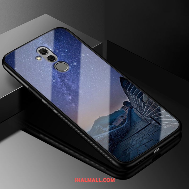 Huawei Mate 20 Lite Skal Blå Konst Glas Silikon Skydd Billigt