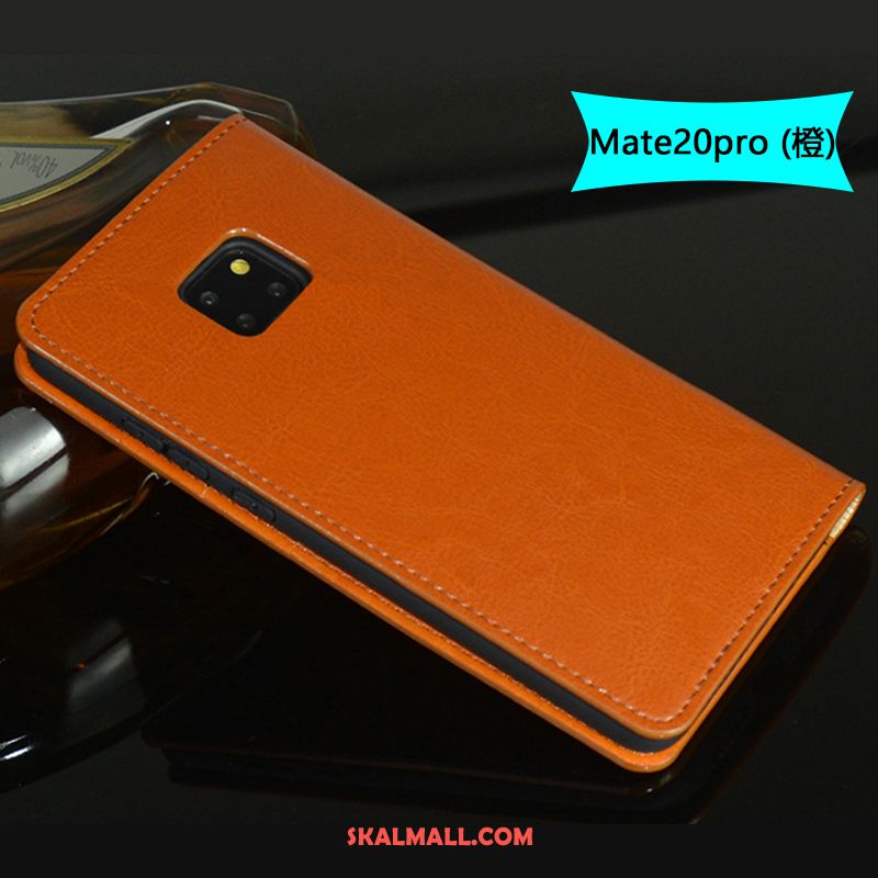 Huawei Mate 20 Pro Skal Business Orange Skärmskydd Film All Inclusive Äkta Läder På Rea