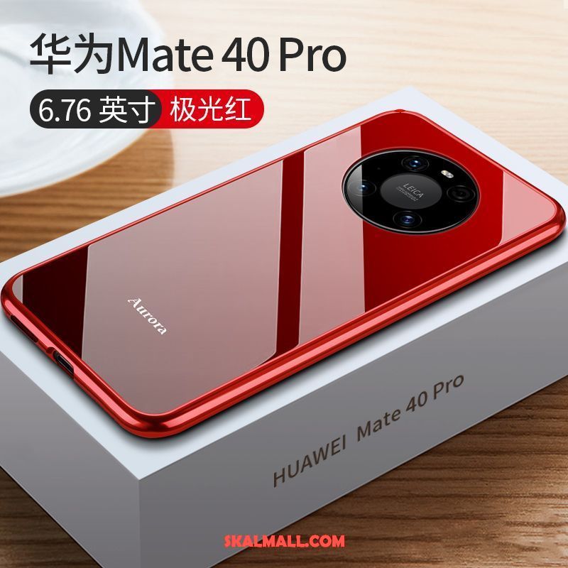 Huawei Mate 40 Pro Skal Röd Metall Mobil Telefon Slim Frame Rea