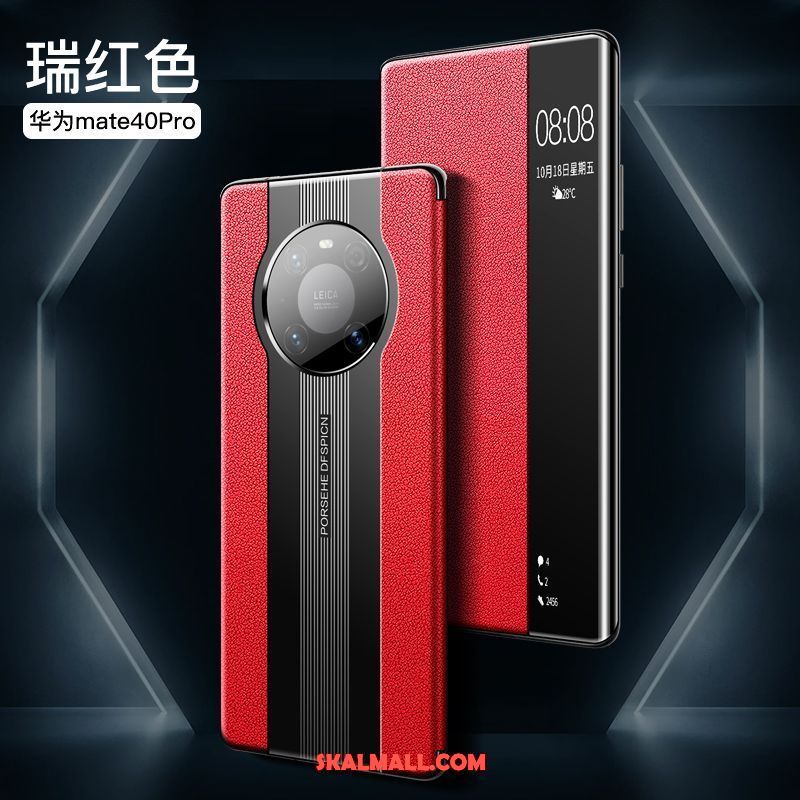Huawei Mate 40 Pro Skal Skydd Mobil Telefon Röd Högt Utbud Läderfodral Rea