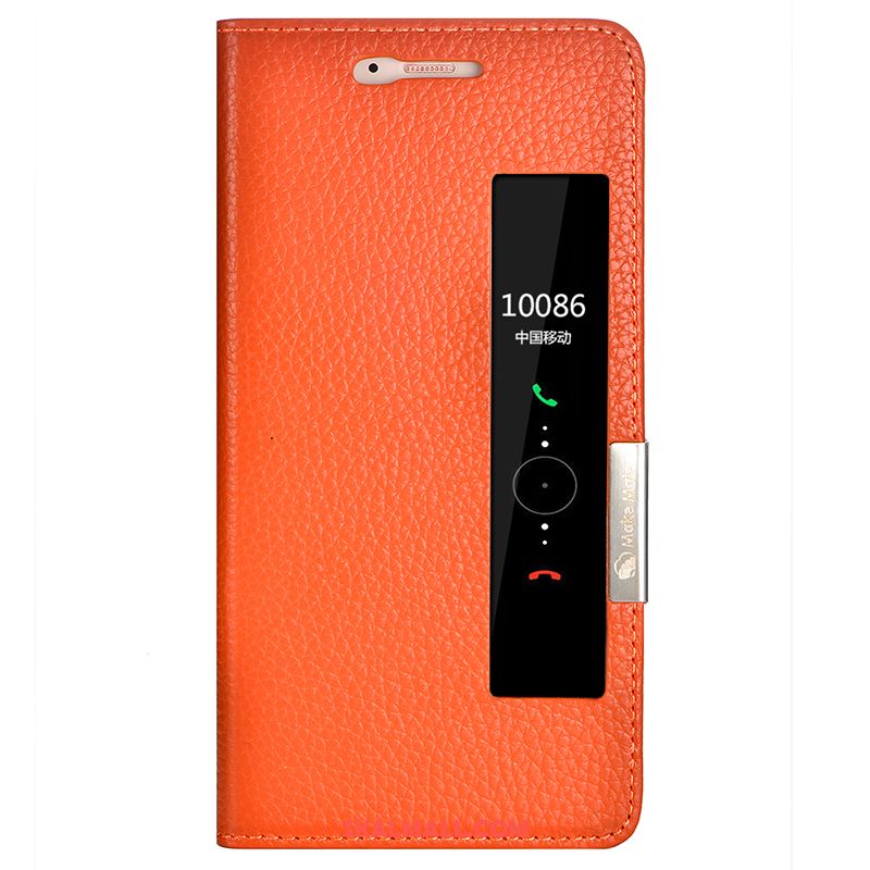 Huawei P10 Skal Läderfodral Täcka Mobil Telefon Trend Orange Billig