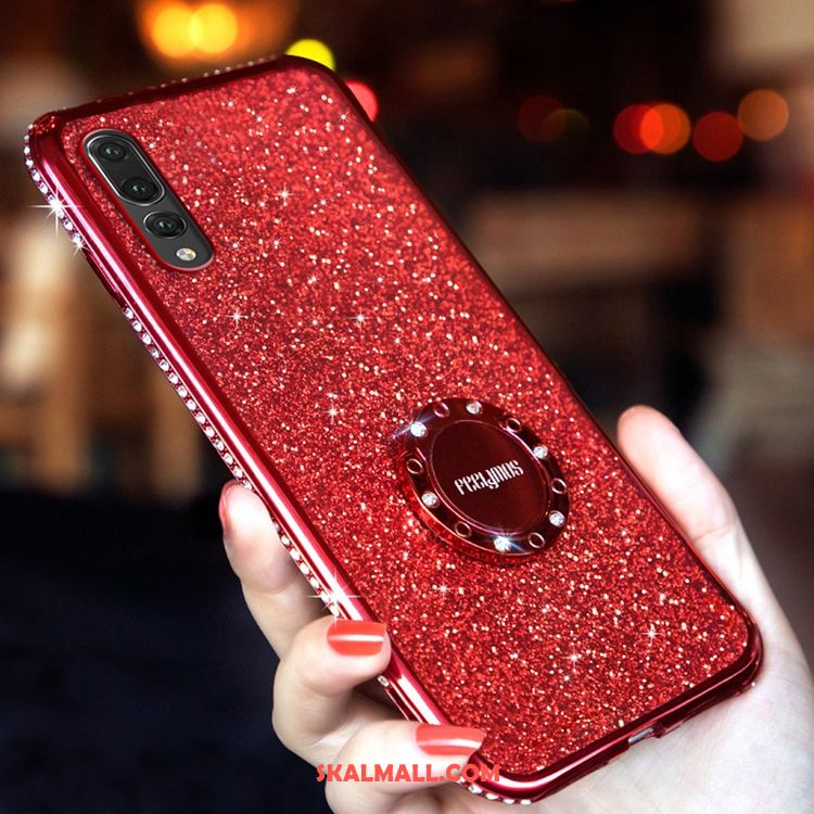 Huawei P20 Pro Skal Strass Pulver Mjuk Röd Mobil Telefon Fodral Butik