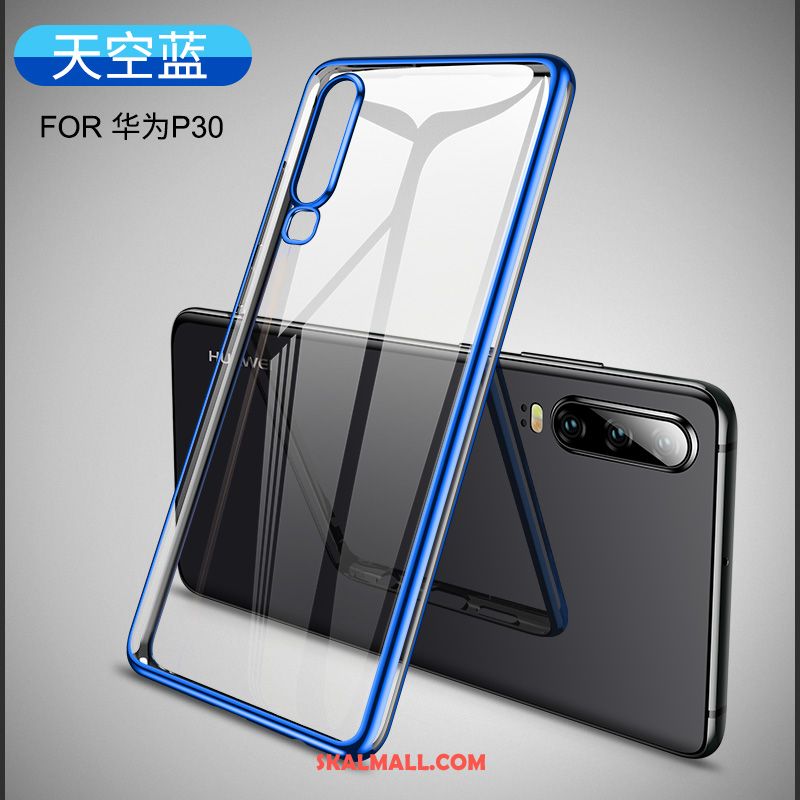 Huawei P30 Skal Transparent Mobil Telefon Fallskydd Blå Silikon Rea