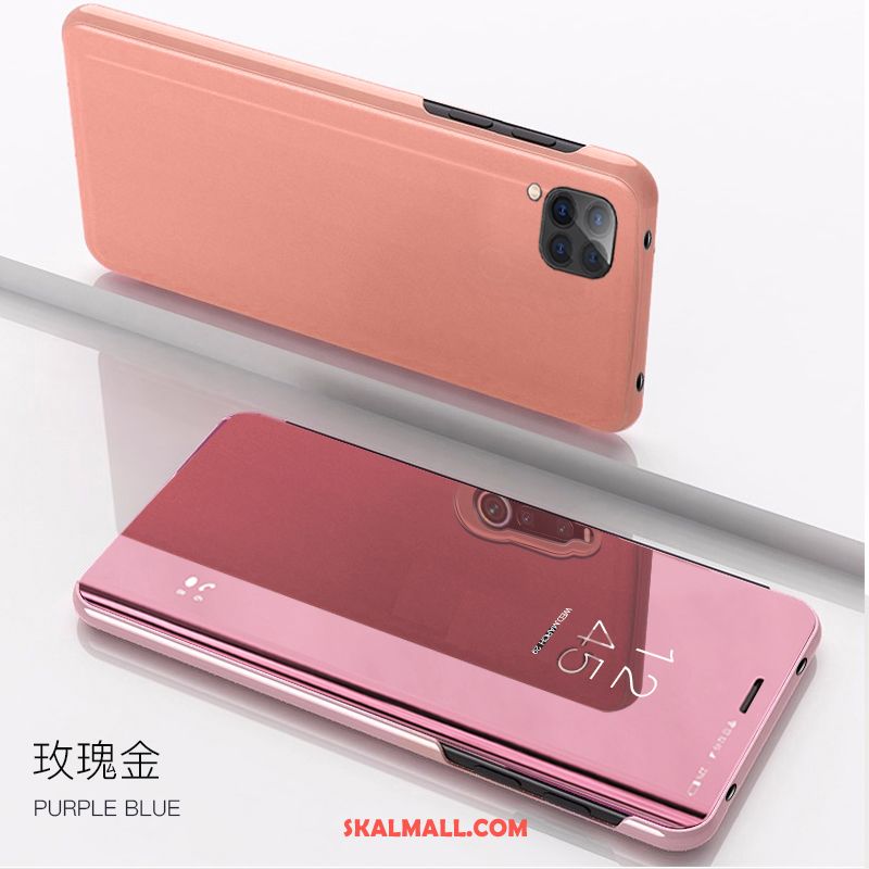 Huawei P40 Lite Skal Läderfodral Rosa Guld Transparent Spegel Mobil Telefon Rea