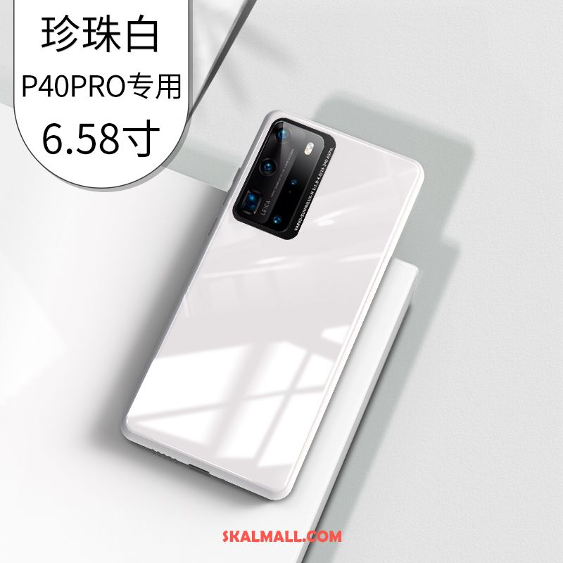 Huawei P40 Pro Skal Vit Glas Ny Slim Par Billigt