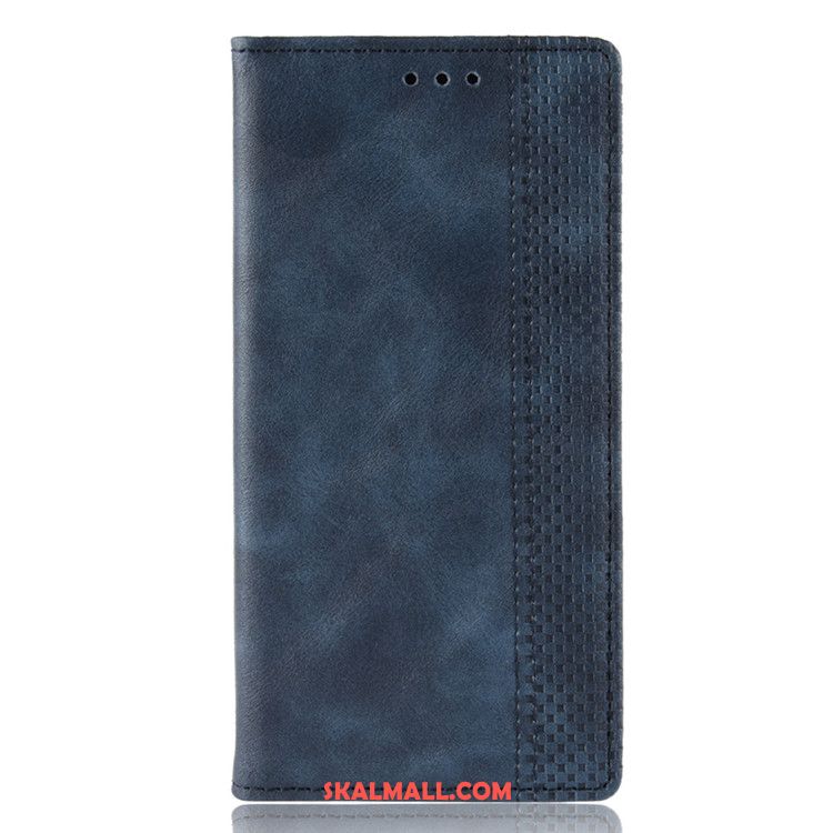 Huawei Y7 2019 Skal Täcka Plånbok Magnetisk Spänne Blå Mobil Telefon Butik