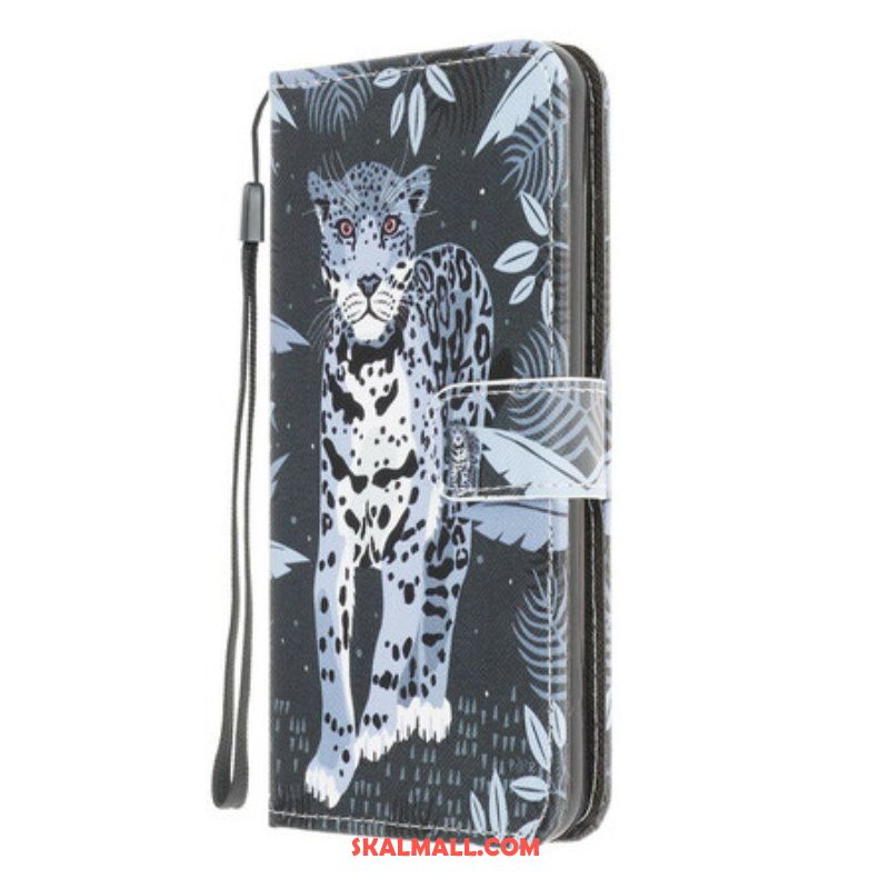 Läderfodral Samsung Galaxy A42 5G Med Kedjar Strappy Leopard