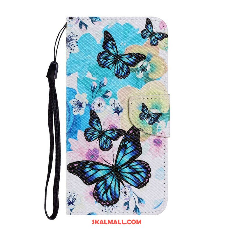 Läderfodral Samsung Galaxy S21 FE Fjärilar Och Sommarblommor