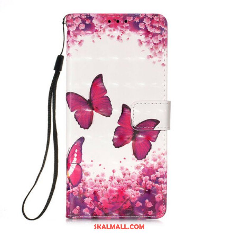 Läderfodral iPhone 13 Pro Röda Fjärilar