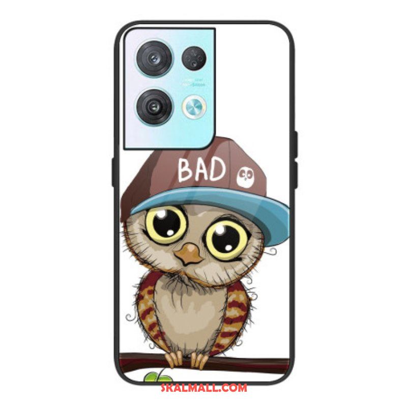 Mobilskal Oppo Reno 8 Bad Owl Härdat Glas