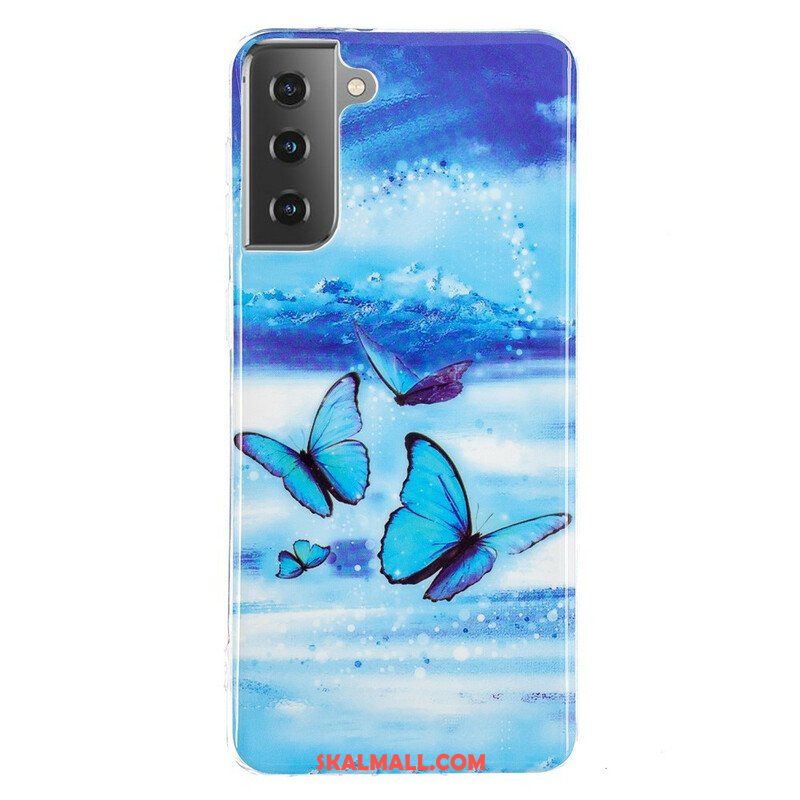 Mobilskal Samsung Galaxy S21 5G Fluorescerande Fjärilar-serien