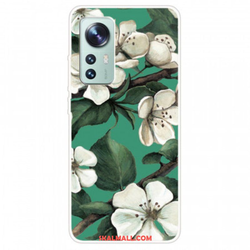 Mobilskal Xiaomi 12 / 12X Silikon Vita Blommor