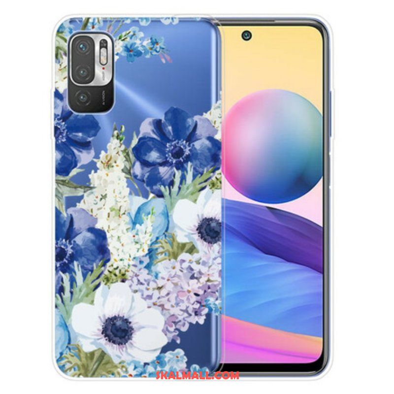 Mobilskal Xiaomi Redmi Note 10 5G Akvarell Blå Blommor