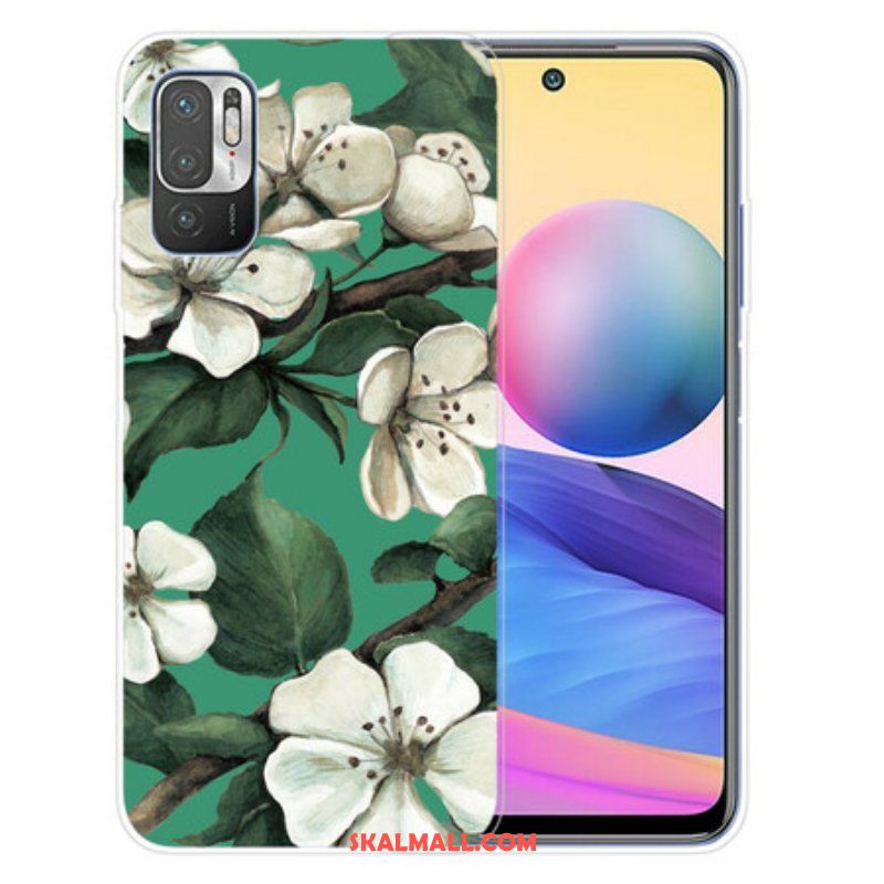 Mobilskal Xiaomi Redmi Note 10 5G Målade Vita Blommor