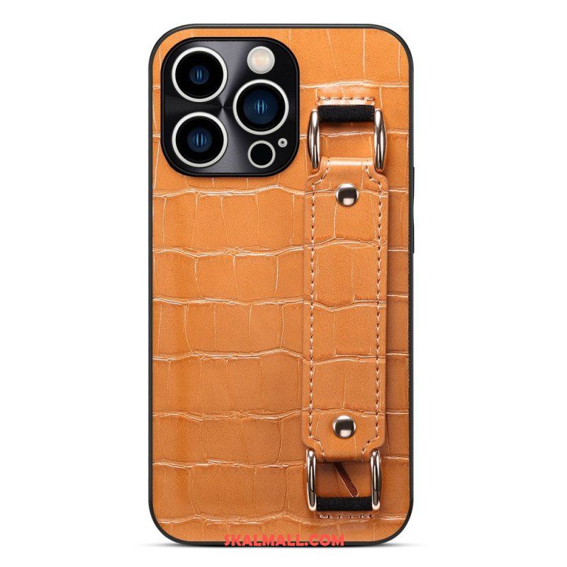 Mobilskal iPhone 14 Pro Max Korthållare Med Croco-stödrem