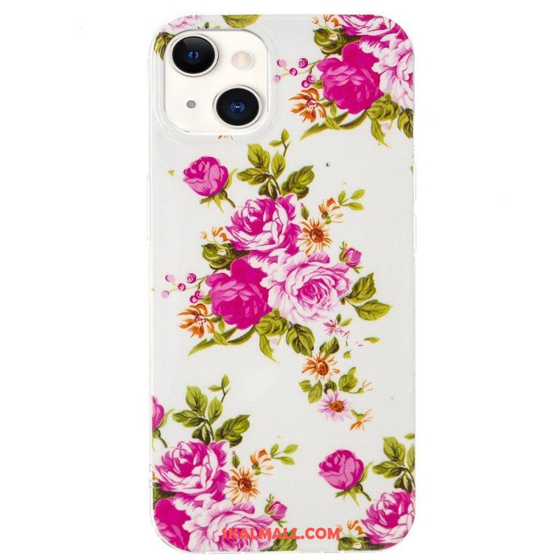 Mobilskal iPhone 15 Plus Fluorescerande Blommor