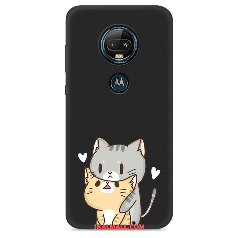 Moto G7 Skal Tecknat Nubuck Mjuk Svart Vacker Billigt