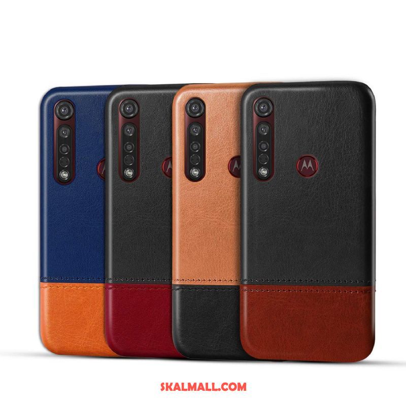 Moto G8 Plus Skal Läderfodral Svart Skydd Bicolor Business Fodral Köpa